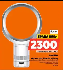 Power Dyson Tornfläkt Mycket tyst, bladlös kylning erbjuda