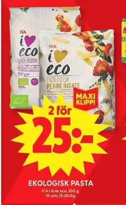 ICA Maxi Ekologisk Pasta erbjuda