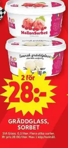 ICA Maxi Gräddglass, Sorbet erbjuda