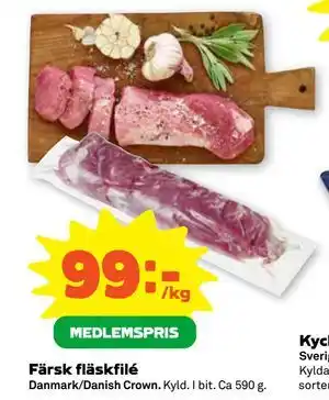 Färsk fläskfilé, Medlemspris