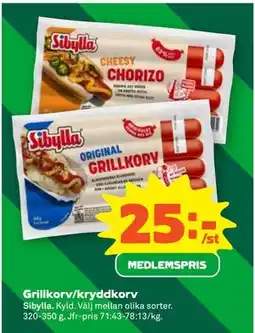 Stora Coop Grillkorv/kryddkorv, Medlemspris erbjuda