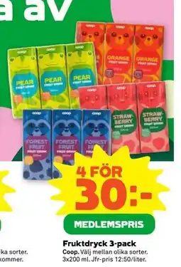 Stora Coop Fruktdryck 3-pack, Medlemspris erbjuda