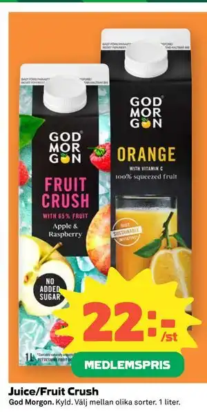 Juice/Fruit Crush, Medlemspris