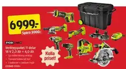Jula Verktygspaket 11 delar 18 V 2,0 Ah + 4,0 Ah erbjuda