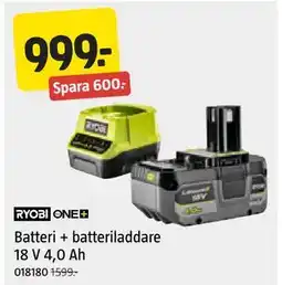 Jula Batteri + batteriladdare 18 V 4,0 Ah erbjuda
