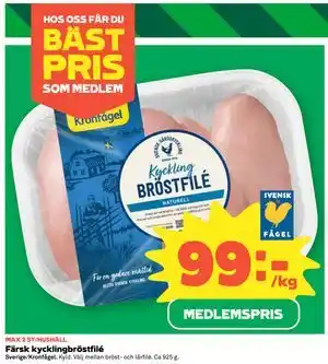 Färsk kycklingbröstfilé, Medlemspris