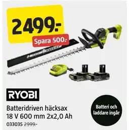 Jula Batteridriven häcksax 18 V 600 mm 2x2,0 Ah erbjuda