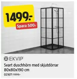 Jula Svart duschhörn med skjutdörrar 80x80x190 cm erbjuda