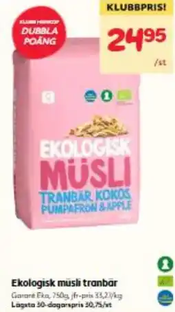 Hemköp Ekologisk musli tranbär erbjuda