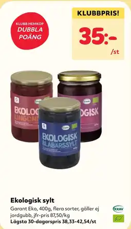 MatArket Ekologisk sylt erbjuda