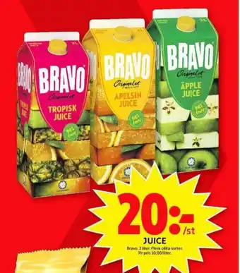 ICA Maxi Bravo Juice 2 liter erbjuda