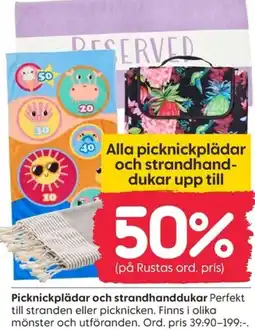 Rusta Picknickplädar och strandhanddukar erbjuda
