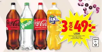 ICA Maxi Coca-Cola, Fanta, Sprite Läsk 2 liter erbjuda