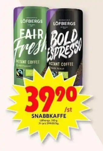 ICA Maxi Löfbergs Snabbkaffe 100g erbjuda