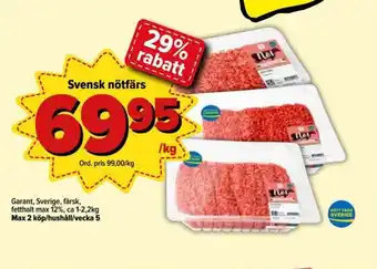 Östenssons Garant Svensk nötfärs 1-2,2kg erbjuda