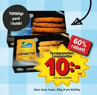 Kaluri Torskpanetter, Laxpanetter 4-pack 250g