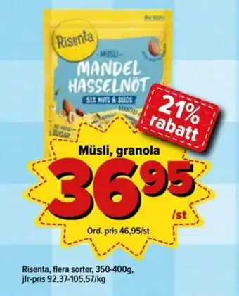 Östenssons Risenta Müsli, granola 350-400g erbjuda