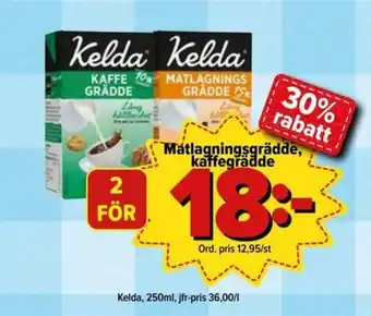 Östenssons Kelda Matlagningsgrädde, kaffegräde 250ml erbjuda