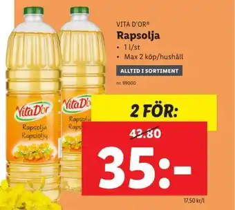 Vita D'Or Rapsolja 1 l/st