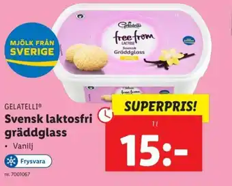Gelatelli Svensk laktosfri gräddglass vanilj 1L