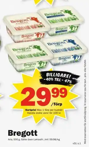 Pekås Bregott, Medlemspris erbjuda