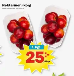 Pekås Nektariner i korg erbjuda