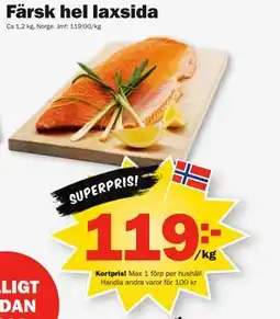 Pekås Färsk hel laxsida, Medlemspris erbjuda