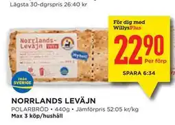 Willys NORRLANDS LEVÄJN, Medlemspris erbjuda