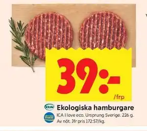 ICA Kvantum Ekologiska hamburgare erbjuda