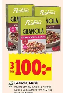 ICA Kvantum Granola, Müsli erbjuda