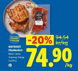 Lidl MATRIKET Fläskkotlett erbjuda