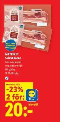 Lidl MATRIKET Skivat bacon erbjuda