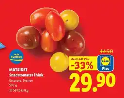 Lidl MATRIKET Snacktomater i hink erbjuda