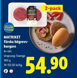 Lidl MATRIKET Färska högrevs-burgare erbjuda