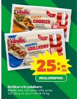 Stora Coop Grillkorv, Kryddkorv erbjuda
