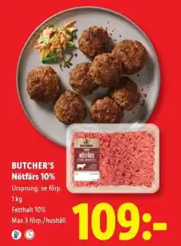 Lidl BUTCHER´S Nötfärs 10% erbjuda