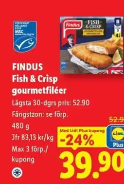 Lidl FINDUS Fish & Crisp gourmetfiléer erbjuda