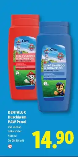 Lidl DENTALUX Duschkräm PAW Patrol erbjuda