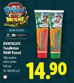 Lidl DENTALUX Tandkräm PAW Patrol erbjuda