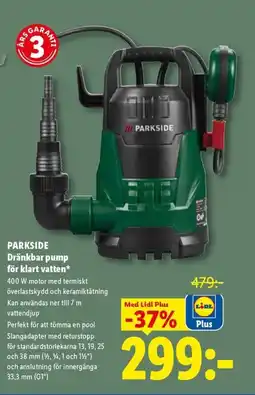 Lidl PARKSIDE Dränkbar pump för klart vatten erbjuda