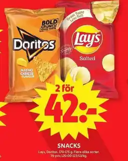 ICA Maxi Lays, Doritos Snacks erbjuda