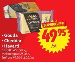 Nya Pulsen Castello Gouda • Cheddar • Havarti erbjuda