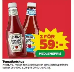 Coop Extra Heinz Tomatketchup erbjuda
