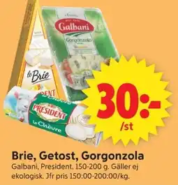 ICA Supermarket Galbani, President Brie, Getost, Gorgonzola erbjuda