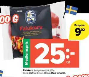 Falukorv, Medlemspris