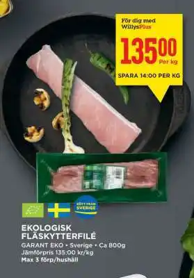 Willys Ekologisk Fläskytterfilé erbjuda