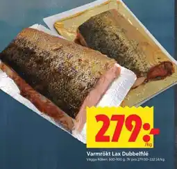 ICA Supermarket Varmrökt Lax Dubbelfilé erbjuda