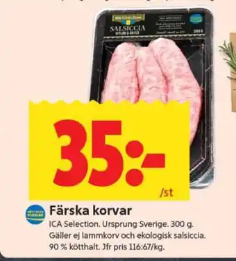 ICA Supermarket FÄRSKA KORVAR erbjuda