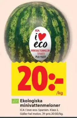 ICA Supermarket Ekologiska minivattenmeloner erbjuda