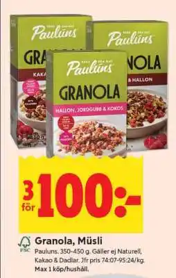 ICA Supermarket Granola, Müsli erbjuda